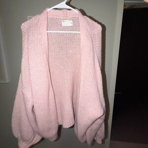 Cozy Pink Open-Front Cardigan